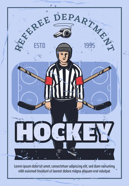 Referee on skates, ice hockey sport — Stock Vector