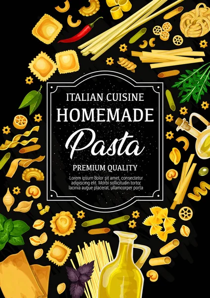 Menú de pasta de Italia, comida de repostería — Vector de stock