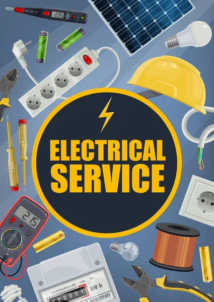 Elektrisk service, vektor verktyg och utrustning — Stock vektor