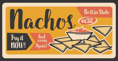 Fast food retro afiş için Nacho Meksika meze