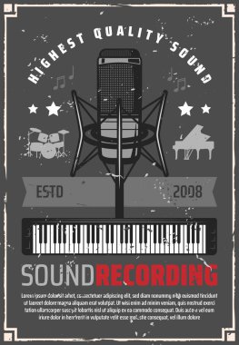 Ses müzik endüstrisi için Retro poster kayıt