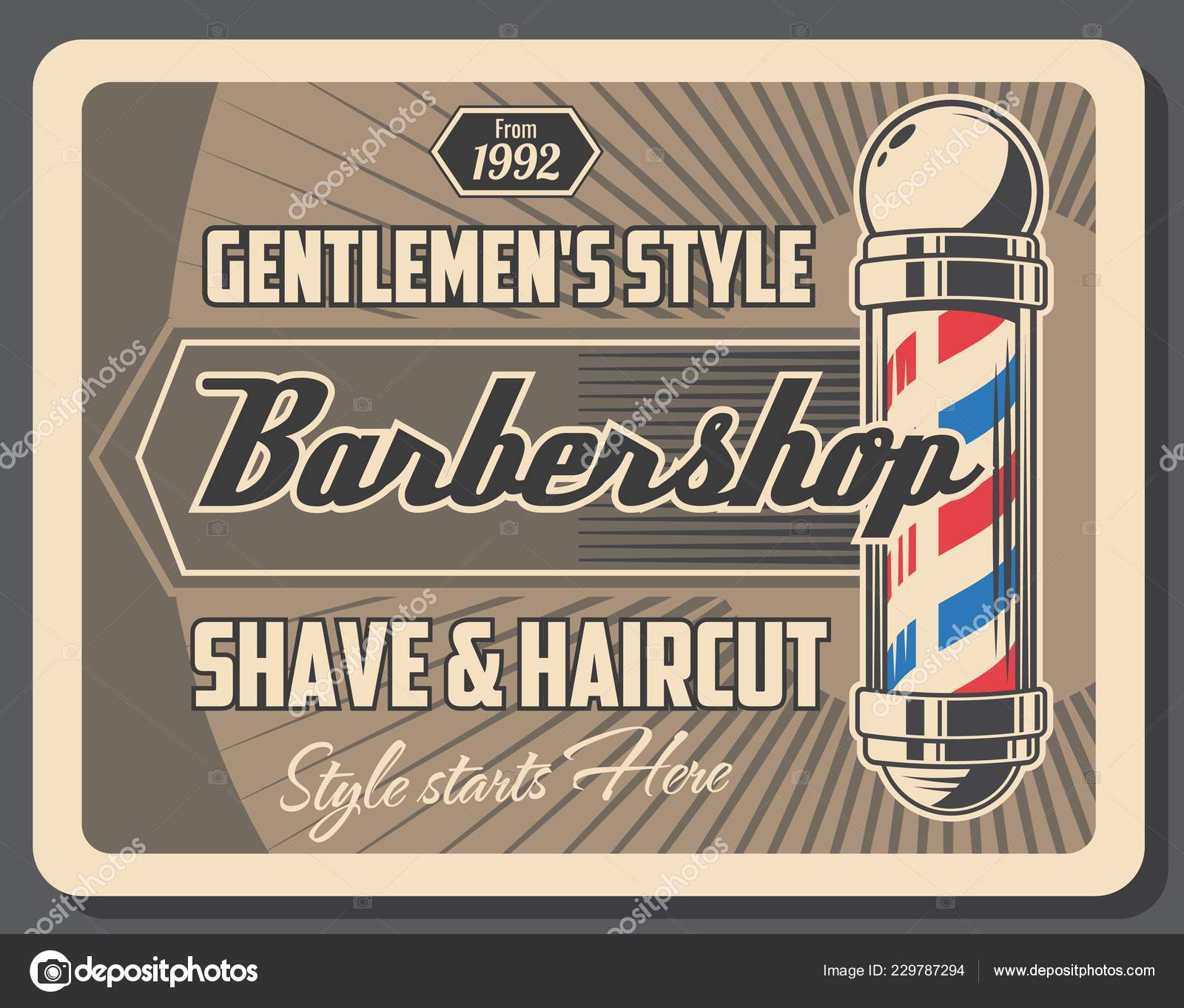 Barbershop Service Retro Poster Of Gentlemen Style Stock Vector