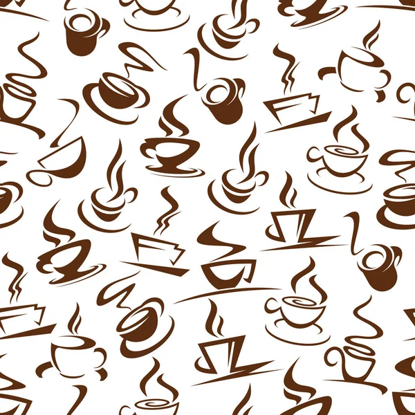 Καφέ χωρίς ραφή πρότυπο ζεστό ατμό ποτών — Διανυσματικό Αρχείο