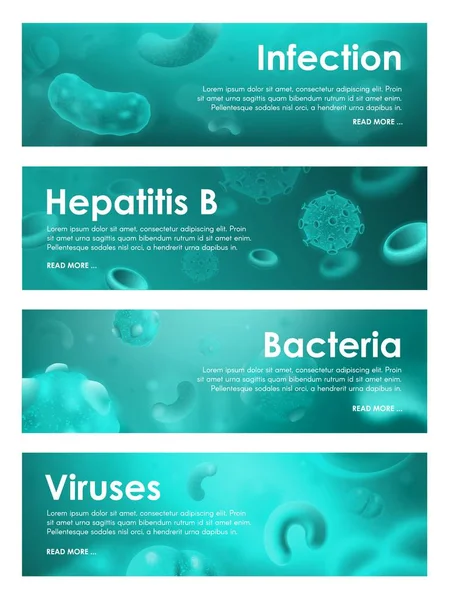 Bacterias e infecciones banderas médicas realistas — Archivo Imágenes Vectoriales