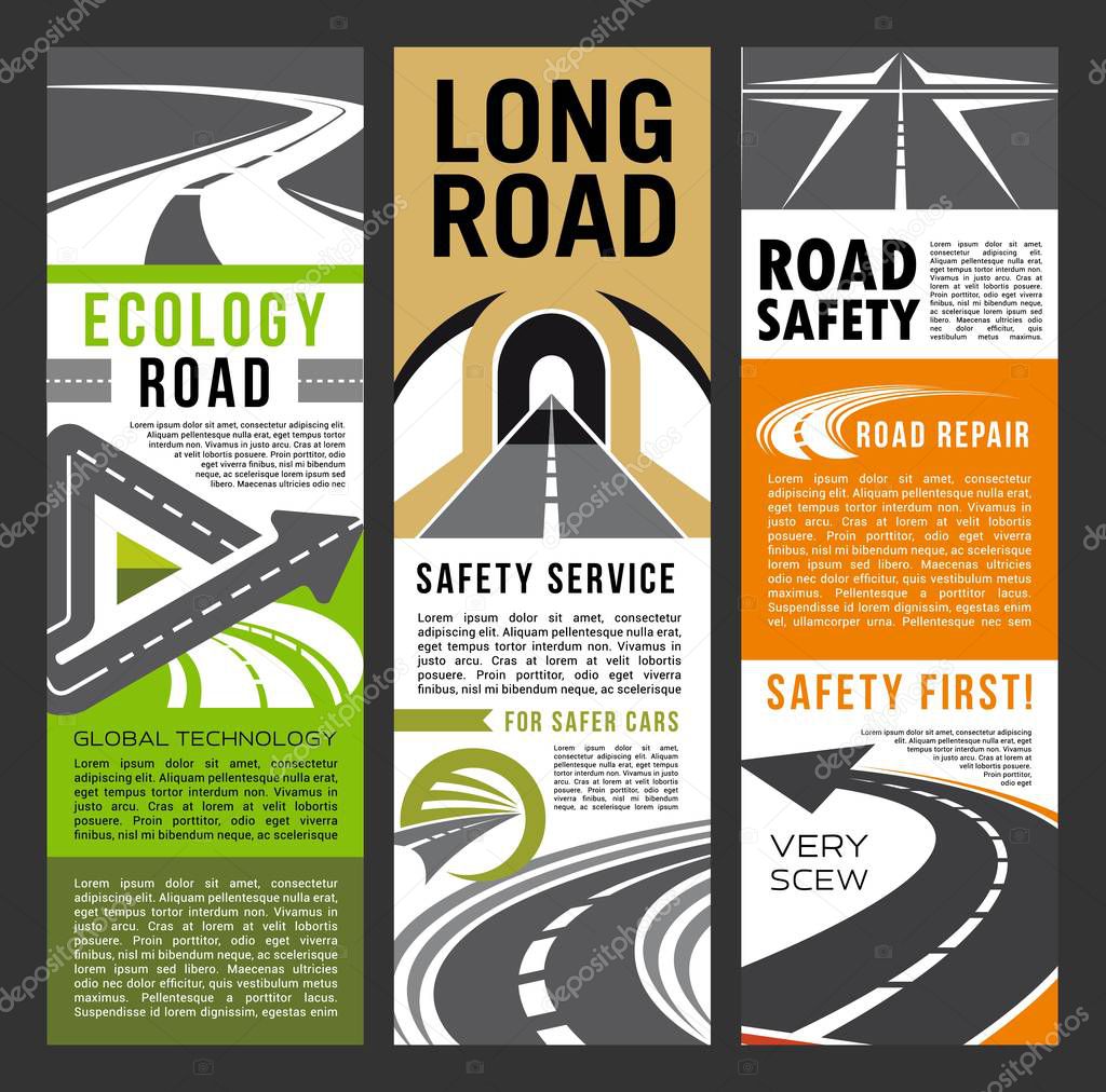 Road safety and ecology service banners of highway