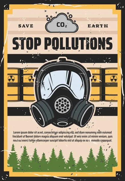 Ecology Stop Pollution Environmental Problem Vector Contamination Litter Rubbish Toxic — Stock Vector