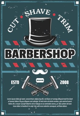 Berber Kuaför ustura, bıyık ve retro şapka