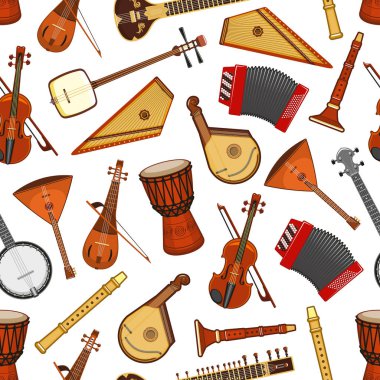 Halk müziği seamless modeli, müzik aletleri