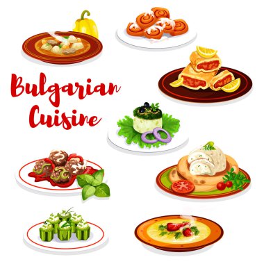 Bulgar et yemekleri ve kek, vektör
