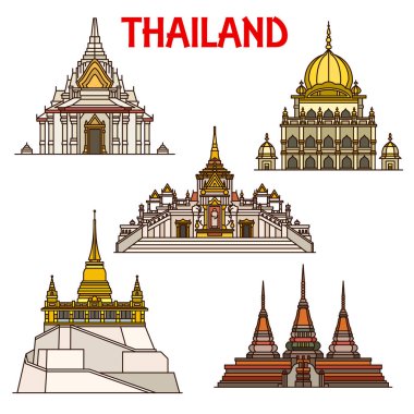 Bangkok seyahat etmek simge simgeler. Tayland tapınak