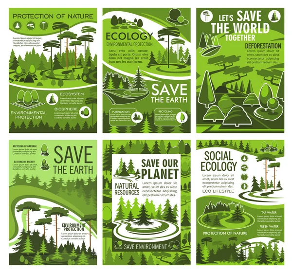 Paisaje verde del árbol. Ecología y medio ambiente — Vector de stock