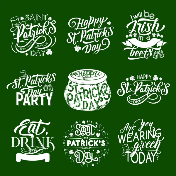 St Patrick Day Icônes de salutation traditionnelles irlandaises — Image vectorielle