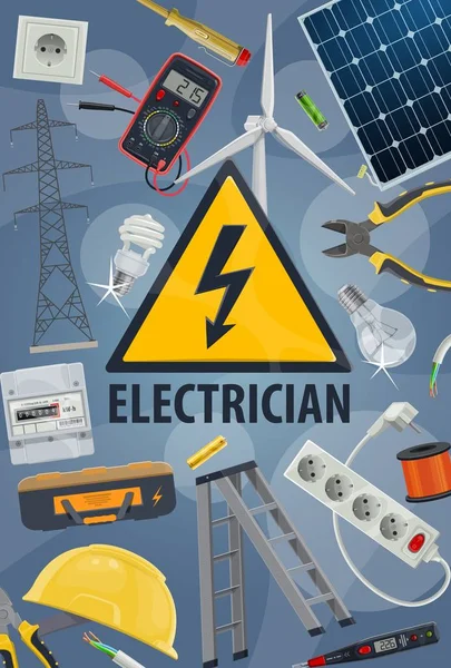 Servicio eléctrico, equipos y herramientas eléctricas — Archivo Imágenes Vectoriales