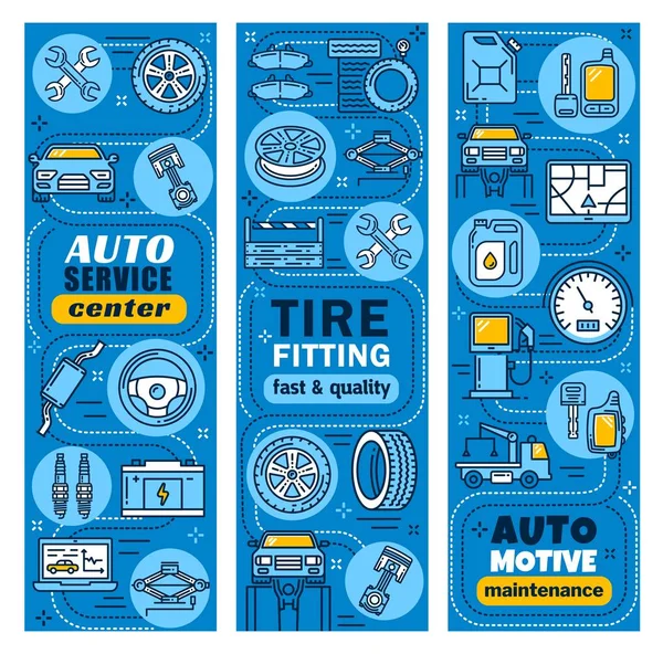 Car and transport auto service center banners — Stock Vector