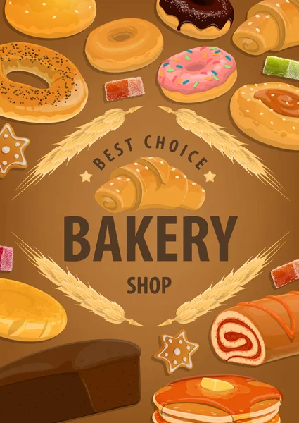 Κέικ κατάστημα αρτοποιίας, baker γλυκά επιδόρπια — Διανυσματικό Αρχείο