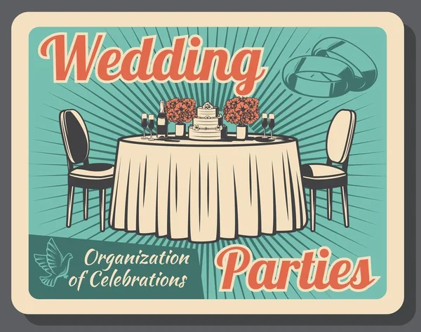 Célébration du mariage, organisation de fêtes de mariage — Image vectorielle