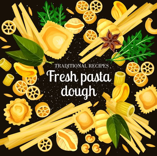 Masa de pasta italiana y especias para cocinar — Archivo Imágenes Vectoriales