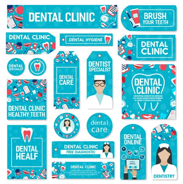 Clínica odontológica e medicina dentária — Vetor de Stock