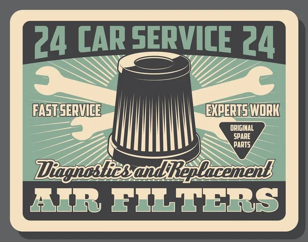 Serviço de reparação automóvel, substituição de filtro de ar — Vetor de Stock