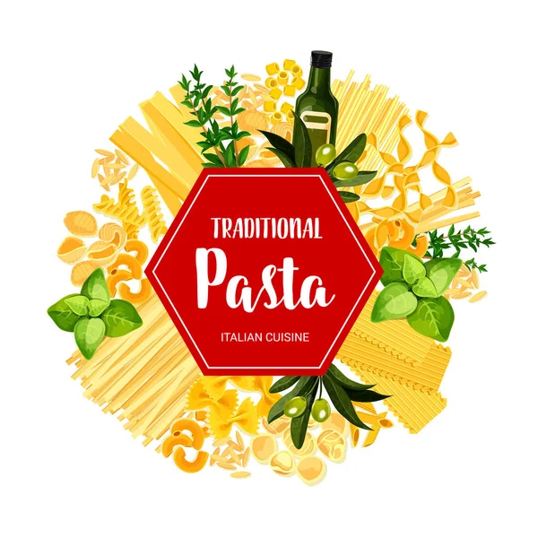 Italiensk pasta rätter och kryddor banner — Stock vektor