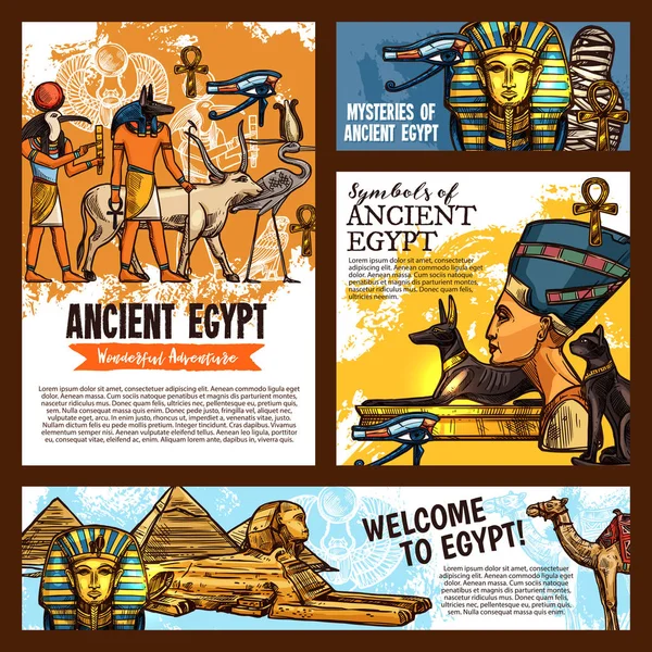 Symboli kultury starożytnego Egiptu, Cairo podróży wycieczki — Wektor stockowy
