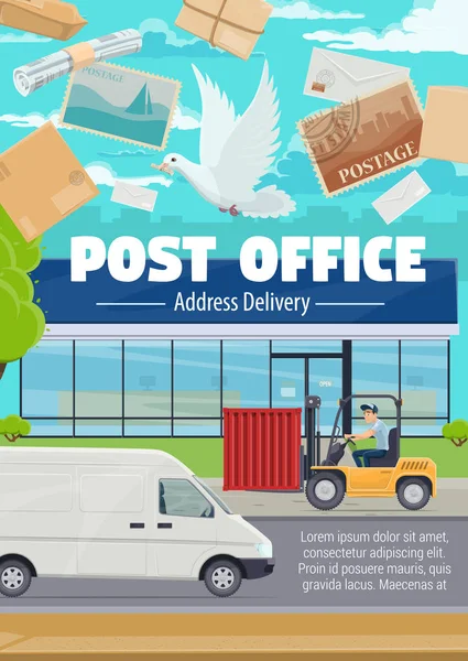 Post office and correspondence mail delivery — Stock Vector