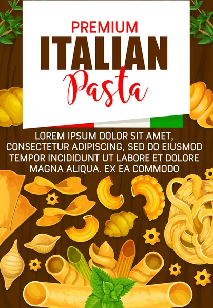 Olasz tészta, prémium Olaszország konyha — Stock Vector