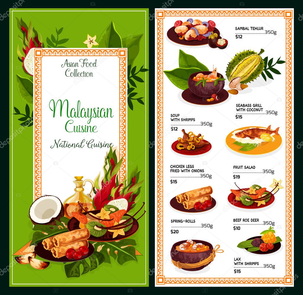 Malaysian cuisine menu, traditional Asian food