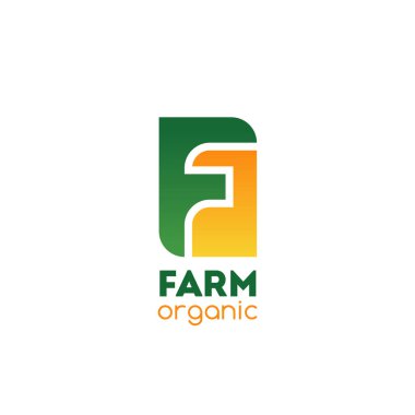 Çiftlik Organik şirket vektör F harfi simgesi