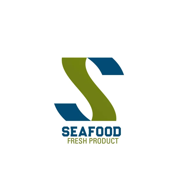 Seafood fresh product vector letter S icon — Stock Vector