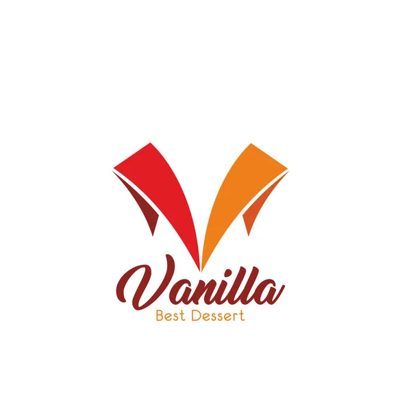 Vanilla dessert konditori vektor bokstaven V icon — Stock vektor