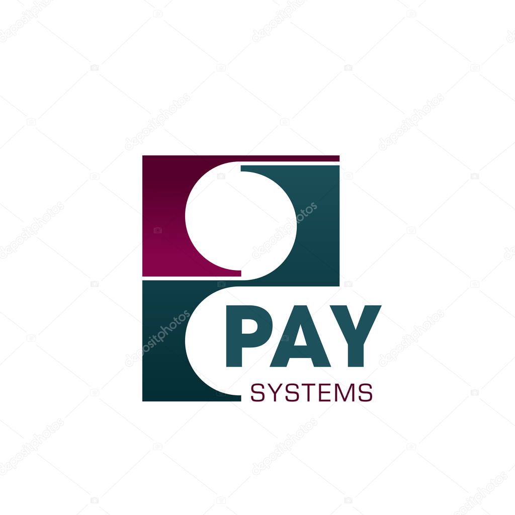 Letter P icon for online payment systems and internet trade security technology. Vector letter P in credit card shape for web retail or digital shopping effective solutions