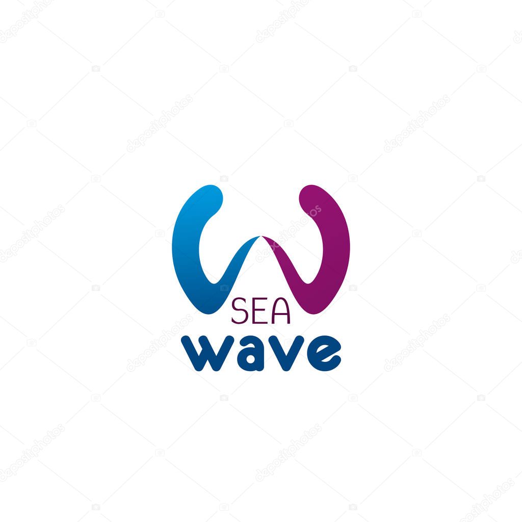 Sea wave letter W vector icon