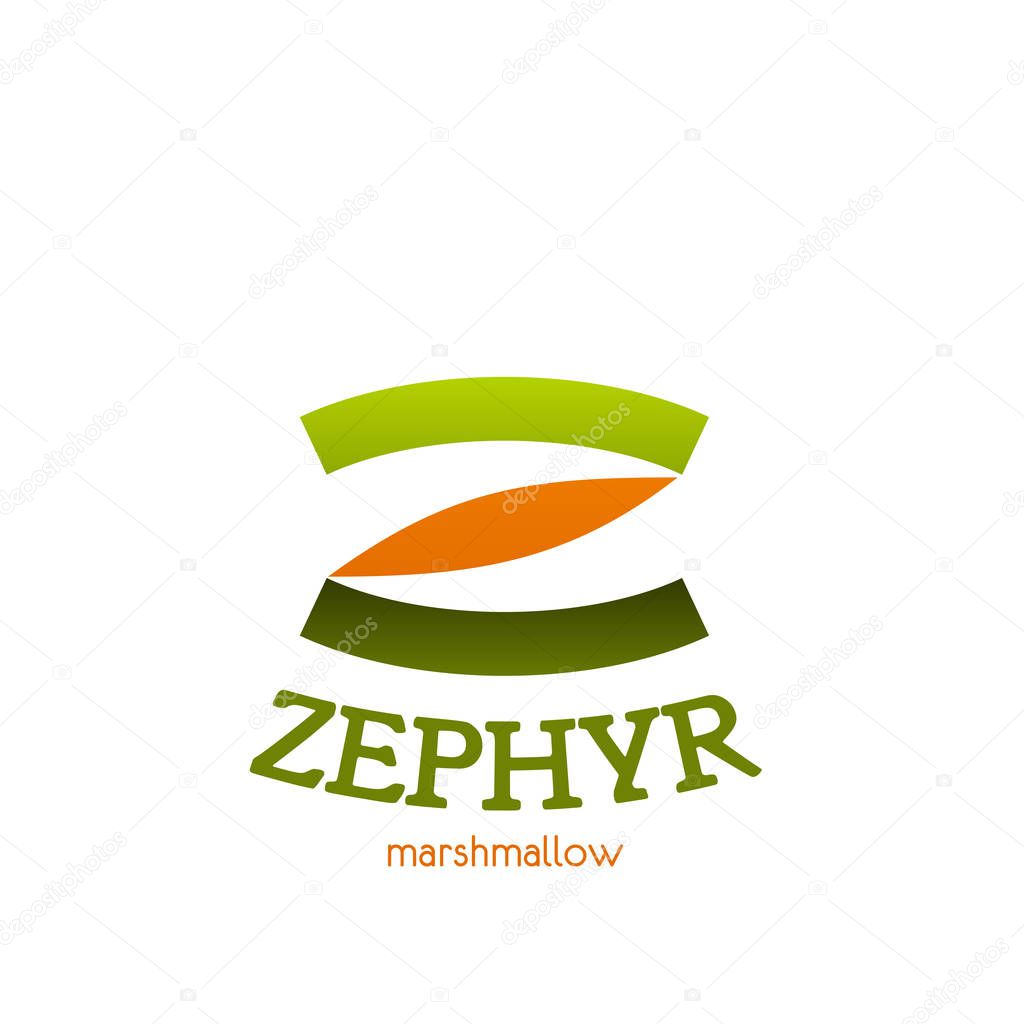 Letter Z icon for zephyr marshmallow sweets or candy package design. Vector line symbol of letter Z for dessert shop or pastry and cafeteria or patisserie store, bakery or premium cafe and coffeeshop