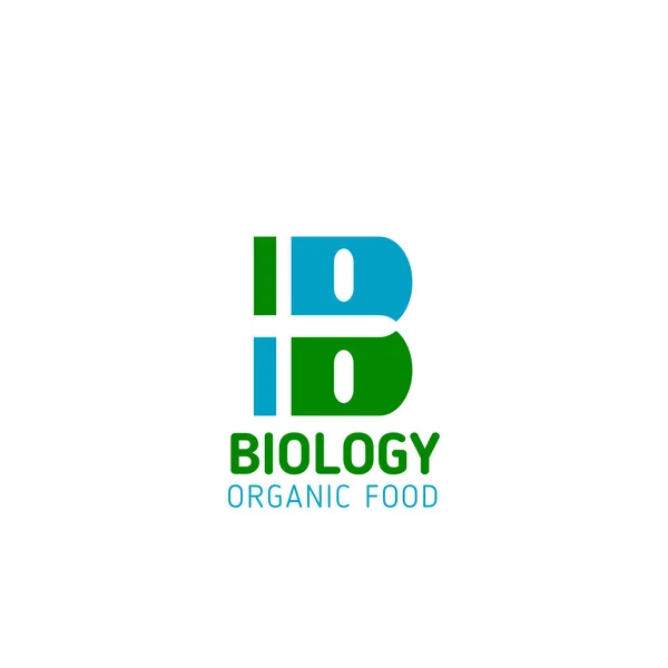 Biology organic food vector letter B icon — Stock Vector