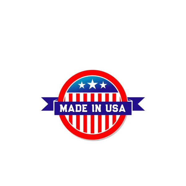 Hecho en EE.UU. icono del vector de cinta bandera americana — Vector de stock