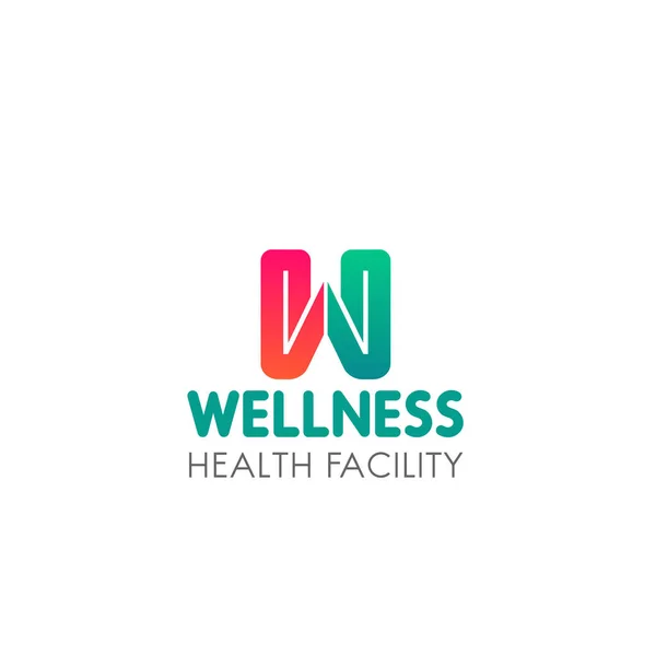 Wellness Hälsa Anläggning Tecken Kreativa Vektor Symbol För Fitness Center — Stock vektor