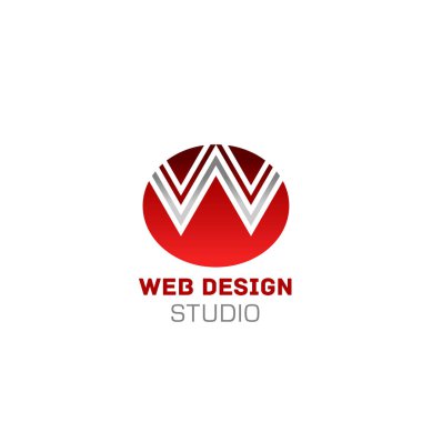 W harfi vektör simgesi web tasarım stüdyosu