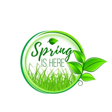 Bahar yeşil yaprak ve ot vektör simge geldi