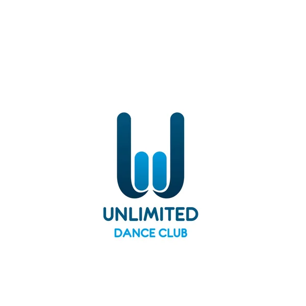 W letter vector dance club icon template — Stock Vector