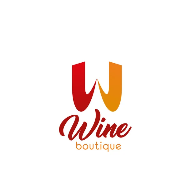 W ícone de vetor de letra para boutique de vinho — Vetor de Stock