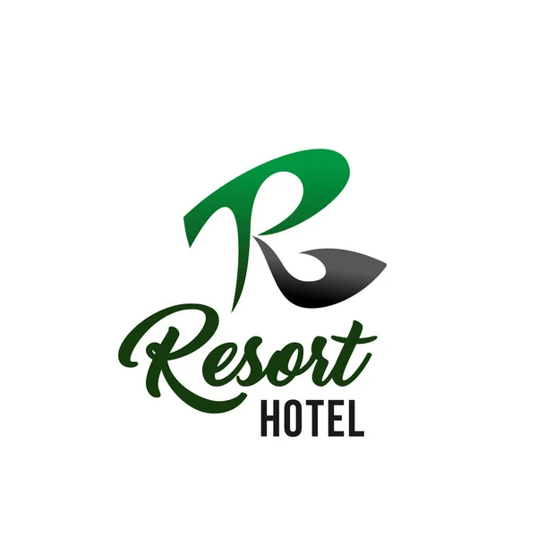 Carte de visite hôtel Resort avec icône lettre R — Image vectorielle