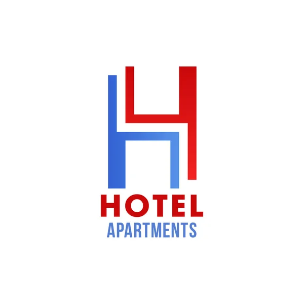 Hotel pictogram met abstracte lettertype van letter H — Stockvector