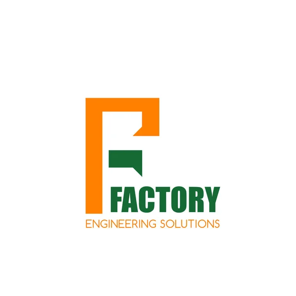 F letter vector icon for engineering factory — Stock Vector