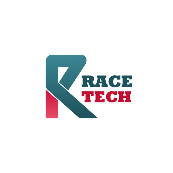 R icono de vector de letra para la empresa de tecnología de carrera — Vector de stock