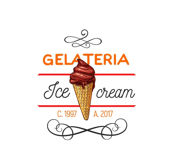 Helado de gelato emblema vector — Vector de stock