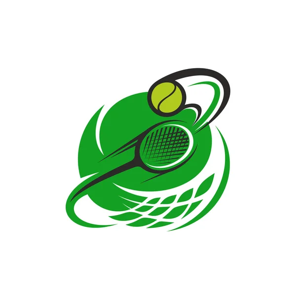 Vector pelota de tenis y raqueta icono del deporte — Vector de stock