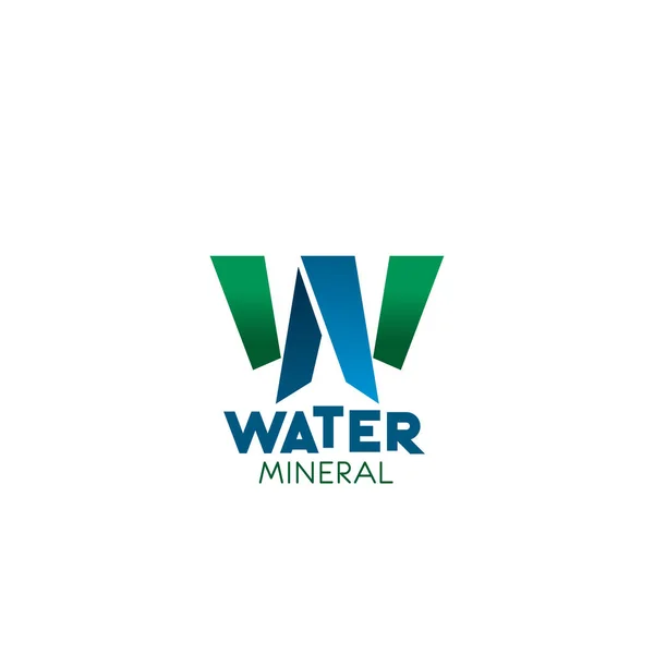 W icono vectorial letra para el agua mineral — Vector de stock