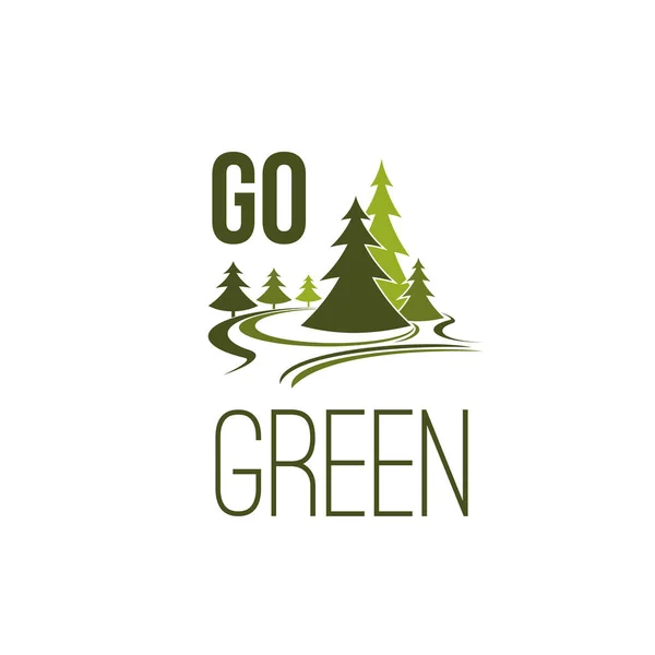 Vector verde árbol del bosque icono de la ecología de la naturaleza — Archivo Imágenes Vectoriales