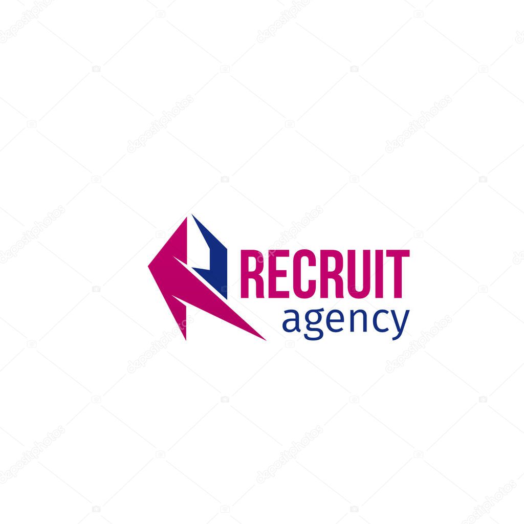 Vector icon for recruit agency isolated on white background. Abstract modern vector sign for recruitment agency. Concept of employment and search for people, recruiting staff for business